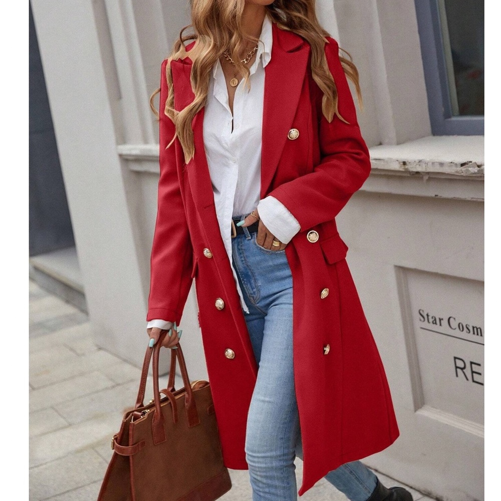 Classic Button up Long Jacket Coat - Picture 8 of 16